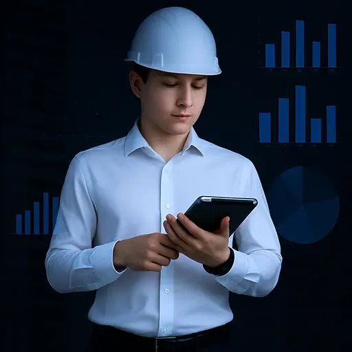 Ingeniero de costos usando el software OPUS para calcular presupuestos de construcción